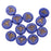 Czech Glass Beads, Pressed Coin with Bee 12mm, Royal Blue Silk with Gold Wash, by Raven's Journey (1 Strand)