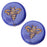 Czech Glass Beads, Pressed Coin with Bee 12mm, Royal Blue Silk with Gold Wash, by Raven's Journey (1 Strand)