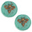 Czech Glass Beads, Pressed Coin with Bee 12mm, Turquoise Opaque with Dark Bronze Wash, by Raven's Journey (1 Strand)