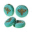 Czech Glass Beads, Pressed Coin with Bee 12mm, Turquoise Opaque with Dark Bronze Wash, by Raven's Journey (1 Strand)