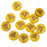 Czech Glass Beads, Pressed Coin with Bee 12mm, Yolk Yellow Opaque with Dark Bronze Wash, by Raven's Journey (1 Strand)