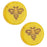 Czech Glass Beads, Pressed Coin with Bee 12mm, Yolk Yellow Opaque with Dark Bronze Wash, by Raven's Journey (1 Strand)