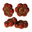 Czech Glass Beads, Wild Rose Flower 14mm, Red Opaque with Dark Bronze Wash, by Raven's Journey (1 Strand)