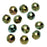 Czech Fire Polished Glass Beads, Round 12mm, Green Iris Full-Coat (1 Strand)