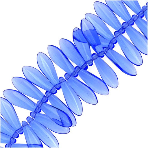 Czech Glass 5 x 16mm Dagger Beads - Sapphire, 50pcs (1 Strand)
