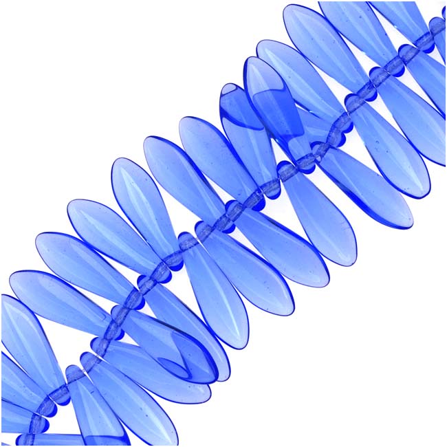 Czech Glass 5 x 16mm Dagger Beads - Sapphire, 50pcs (1 Strand)