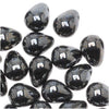 Czech Glass Beads 8mm Teardrops Hematite (1 Strand)
