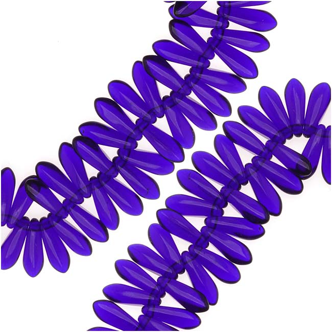 Czech Glass 3 x 10mm Dagger Beads - Cobalt (1 Strand)