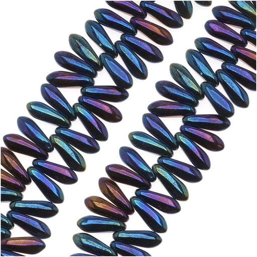 Czech Glass 3 x 10mm Dagger Beads - Blue Iris (1 Strand)