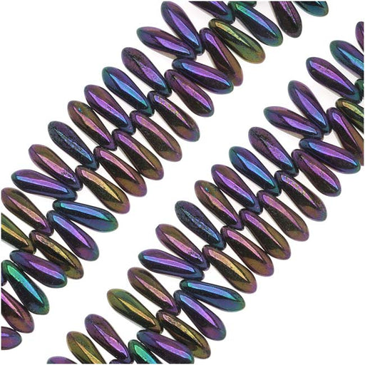 Czech Glass 3 x 10mm Dagger Beads - Purple Iris  (50 pcs)