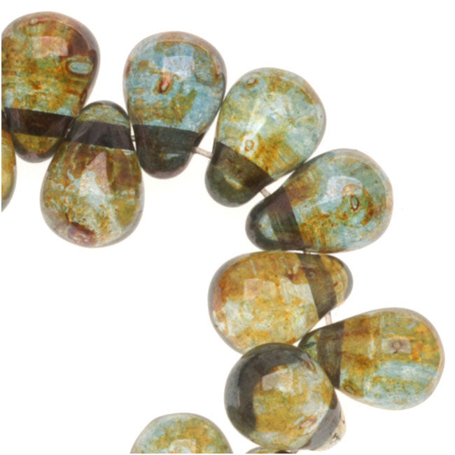 Czech Glass Teardrop Beads 6x4mm 'Transparent Green' (50 pcs)