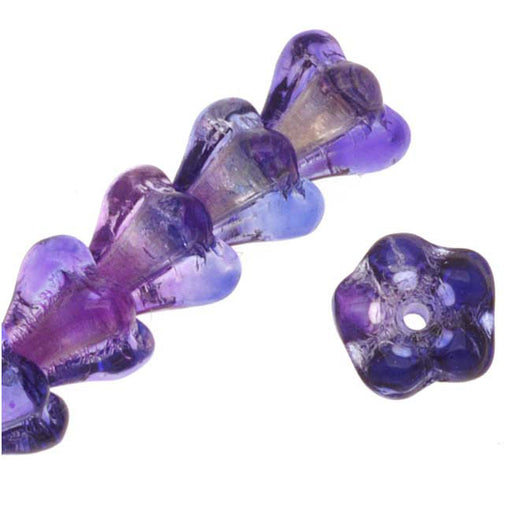 Czech Glass Beads Flower Beadcaps 6x4.5mm 'Coated Ultraviolet' (50 pcs)