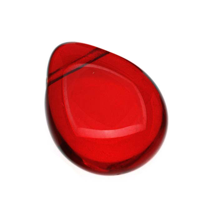 Czech Glass Beads Flat Pear Teardrops  - 16x12mm 'Siam Ruby' (12 pcs)