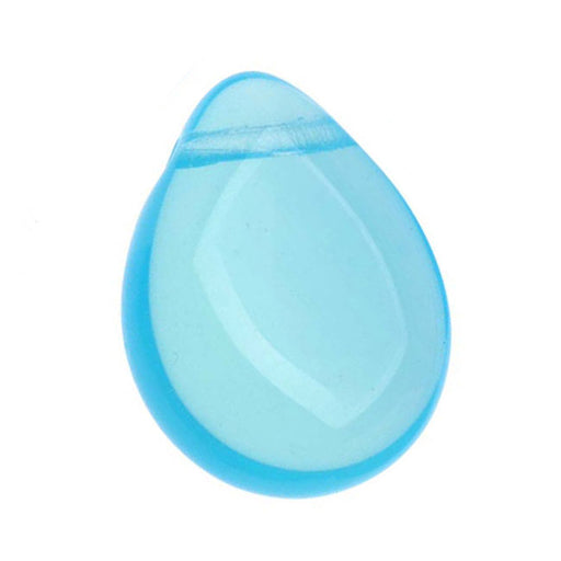 Czech Glass Beads Flat Pear Teardrops - 16x12mm Milky Aquamarine (1 Strand)