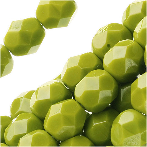 Czech Fire Polished Glass Beads 6mm Round 'Opaque Olive' (25 pcs)