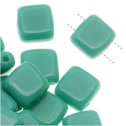 CzechMates Glass 2-Hole Square Tile Beads 6mm 'Persian Turquoise' (1 Strand)