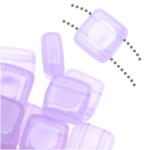 CzechMates Glass 2-Hole Square Tile Beads 6mm - Milky Alexandrite (1 Strand)