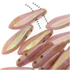 CzechMates Glass 2-Hole Dagger Beads 16x5mm - Opaque Rose Luster / Gold Topaz (1 Strand)