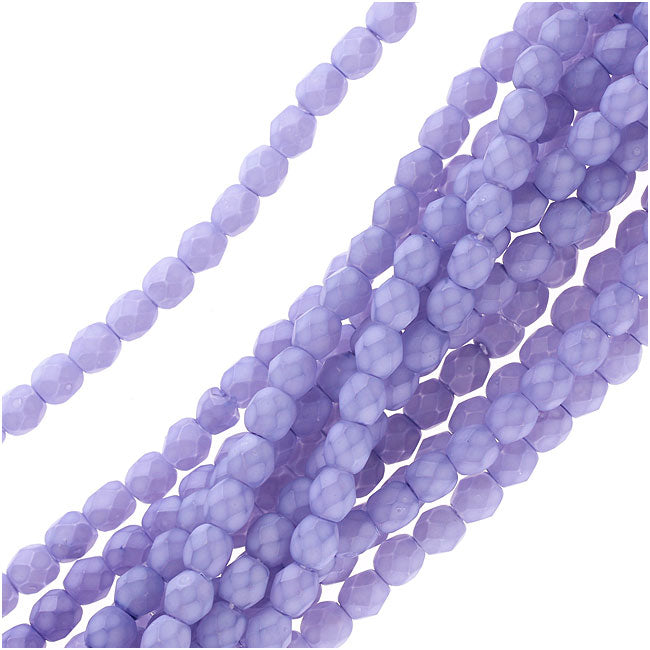 Czech Fire Polished Glass Beads 4mm Round - Matte Purple (50 pcs)