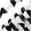 Czech Fire Polished Glass Beads 6mm Round - Black/White (25 Pieces)