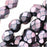 Czech Fire Polished Glass Beads 6mm Round Full Pearlized - Dusty Rose On Jet (25 pcs)
