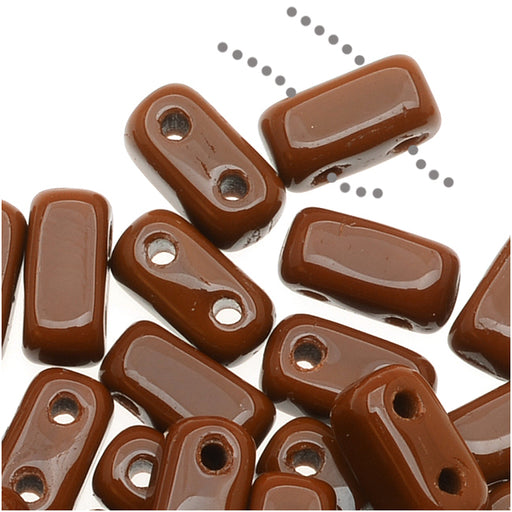 CzechMates Glass 2-Hole Rectangle Brick Beads 6x3mm - Umber (1 Strand)