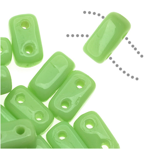 CzechMates Glass 2-Hole Rectangle Brick Beads 6x3mm - Honeydew (1 Strand)