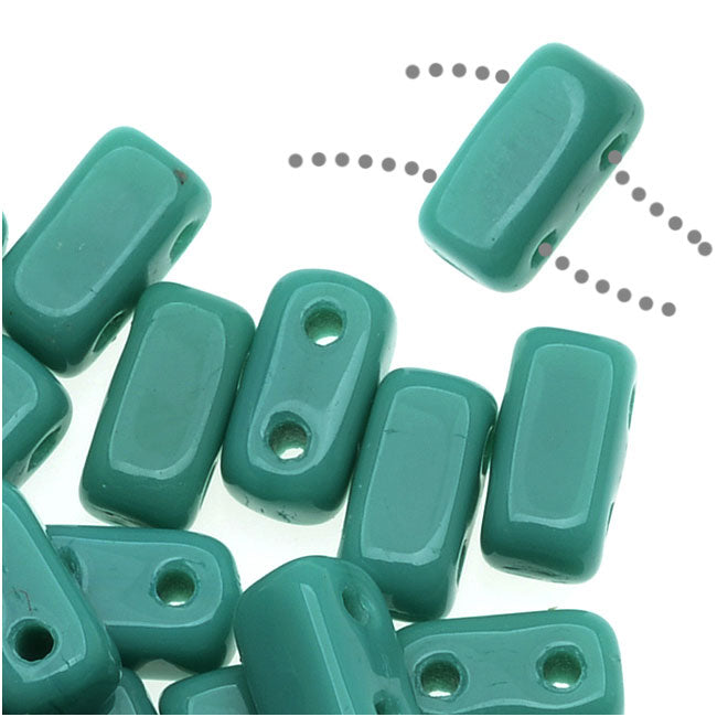 CzechMates Glass 2-Hole Rectangle Brick Beads 6x3mm - Gulf Turquoise (1 Strand)