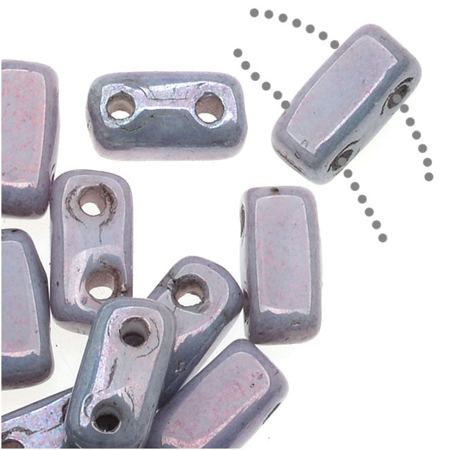 CzechMates Glass 2-Hole Rectangle Brick Beads 6x3mm - Opaque Amethyst Luster (1 Strand)