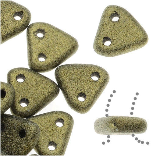 CzechMates 2-Hole Triangle Beads 6mm - Gold Metallic Suede (2.5" Tube)