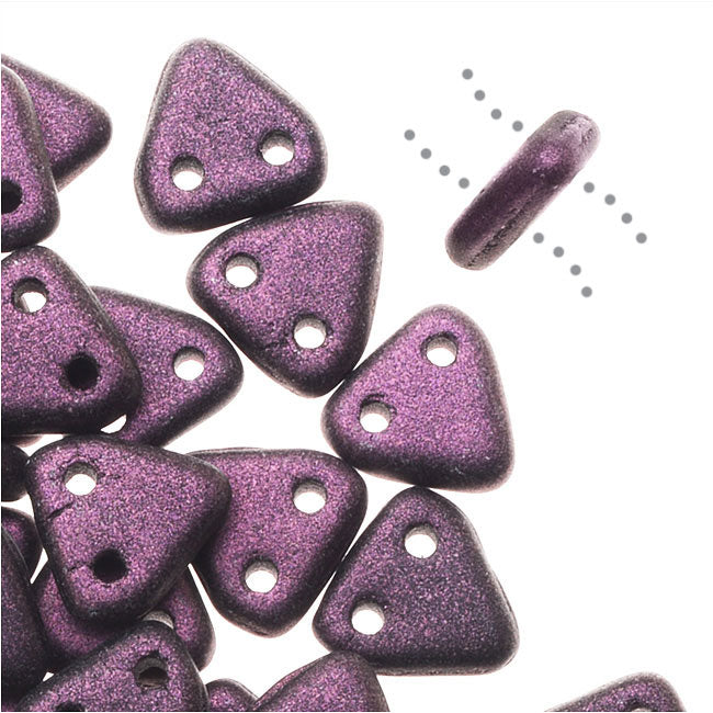 CzechMates 2-Hole Triangle Beads 6mm - Light Pink Metallic Suede (2.5" Tube)