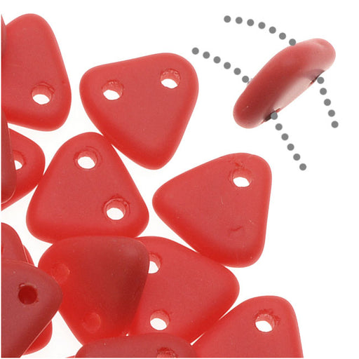 CzechMates 2-Hole Triangle Beads 6mm - Matte Opaque Red (2.5" Tube)