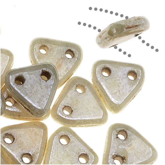 CzechMates 2-Hole Triangle Beads 6mm - Opaque Luster Picasso (2.5" Tube)