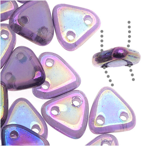 CzechMates 2-Hole Triangle Beads 6mm - Tanzanite / Purple Iris (10 Gram Tube)