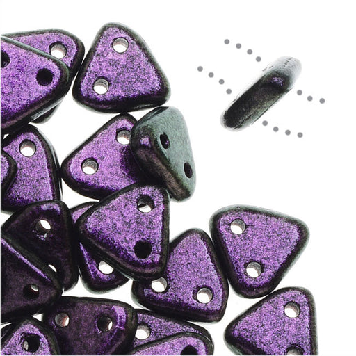 CzechMates 2-Hole Triangle Beads, 6mm, 10 Gram Tube, Polychrome - Black Current