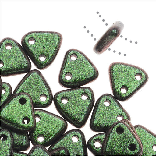 CzechMates 2-Hole Triangle Beads, 6mm, 10 Gram Tube, Polychrome - Olive Mauve