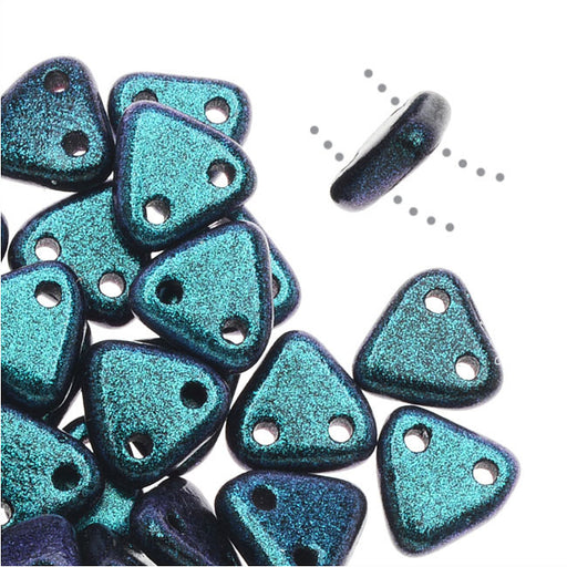 CzechMates 2-Hole Triangle Beads, 6mm, 10 Gram Tube, Polychrome - Indigo Orchid