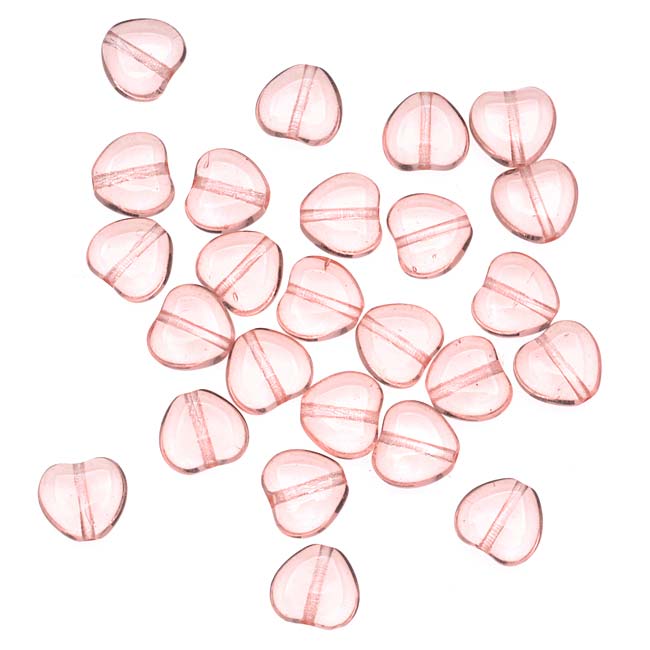 Czech Glass - Heart Shaped Beads 8.5x7.5mm 'Rosaline' (25 pcs)