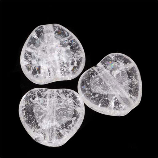 Czech Glass - Crackle Heart Beads 8.5x7.5mm Crystal (1 Strand)