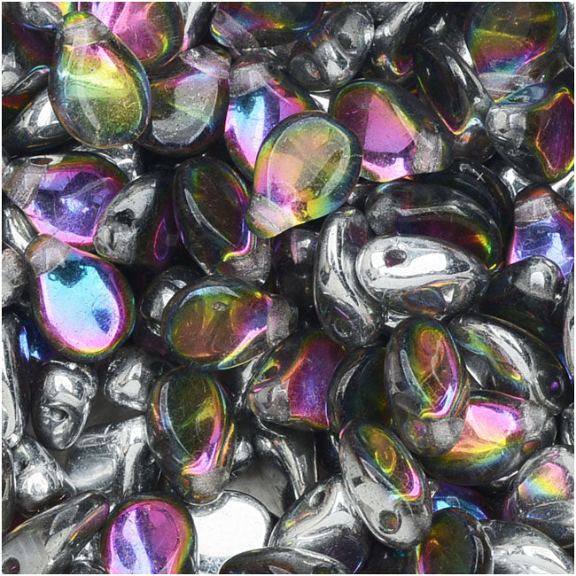 Czech Glass Pip Beads, Smooth Drops 7x5mm, Helio Purple Crystal (48 Pieces)