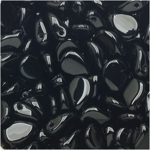 Czech Glass Pip Beads, Smooth Drops 7x5mm, Jet Black (1 Strand)