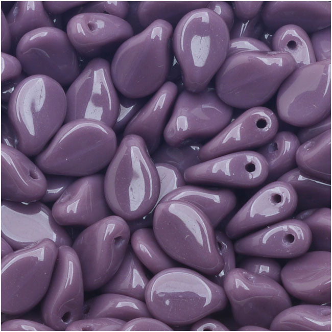 Czech Glass Pip Beads, Smooth Drops 7x5mm, Purple, Pack of 48