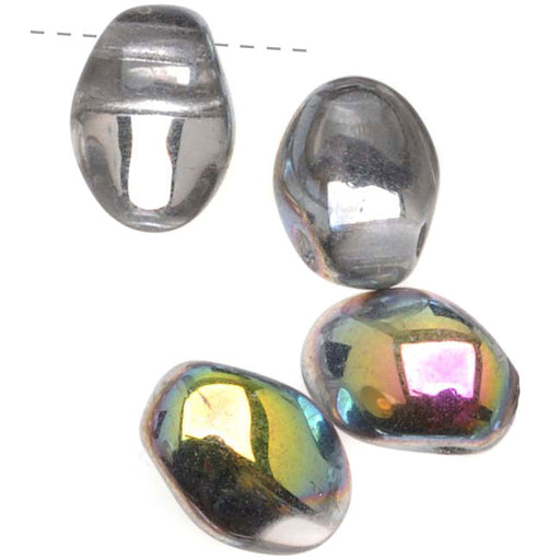 Czech Glass - Petal Shaped Beads 8x6mm Crystal Vitrail (1 Strand)