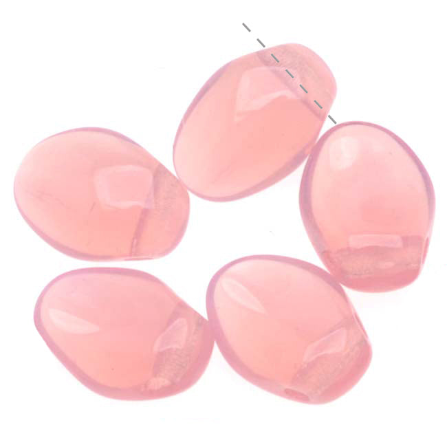 Czech Glass - Petal Shaped Beads 8x6mm Milky Pink (1 Strand)