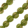 Czech Glass - Round Melon Beads 5mm Opaque Olive/Marbled Gold (1 Strand)