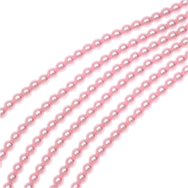 Dazzle It! Czech Glass Pearls, 4mm Round, Baby Pink (1 Strand)