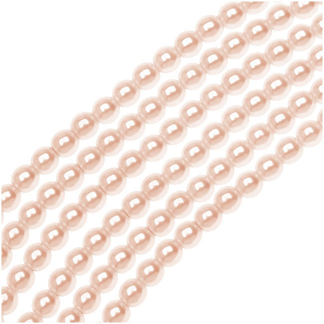 Dazzle It! Czech Glass Pearls, 4mm Round, Light Creamrose (1 Strand)