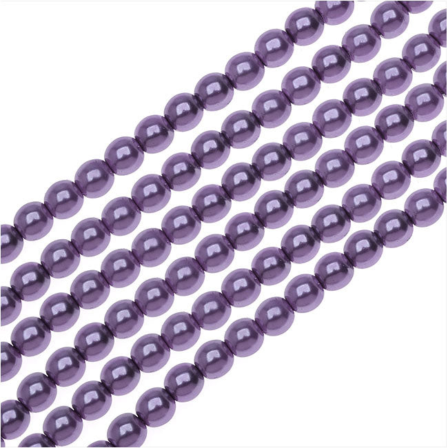 Dazzle It! Czech Glass Pearls, 4mm Round, Purple (1 Strand)