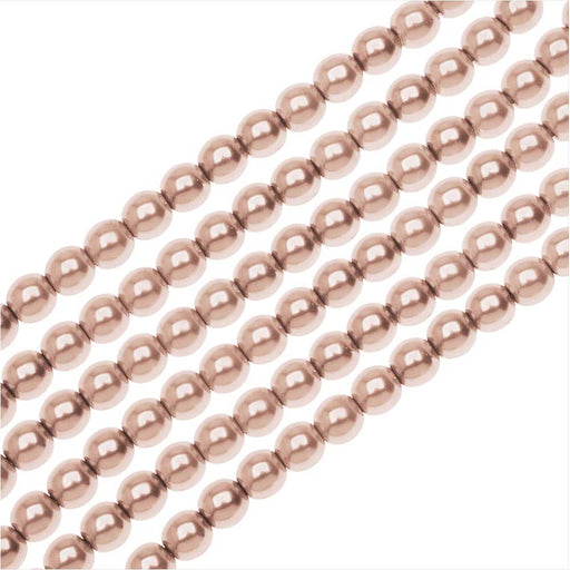 Dazzle It! Czech Glass Pearls, 4mm Round, Rose Gold (1 Strand)
