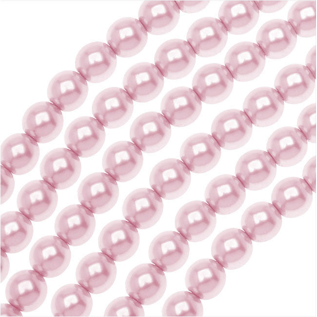 Dazzle It! Czech Glass Pearls, 6mm Round, Baby Pink (1 Strand)